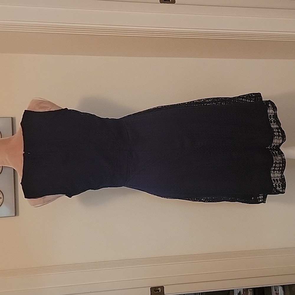 Kim Rogers Lace Overlay Dress Fit & Flare, Navy Blue Size S - Picture 5 of 8